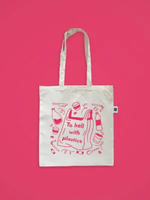Katoenen tas ‘to hell with plastics’
